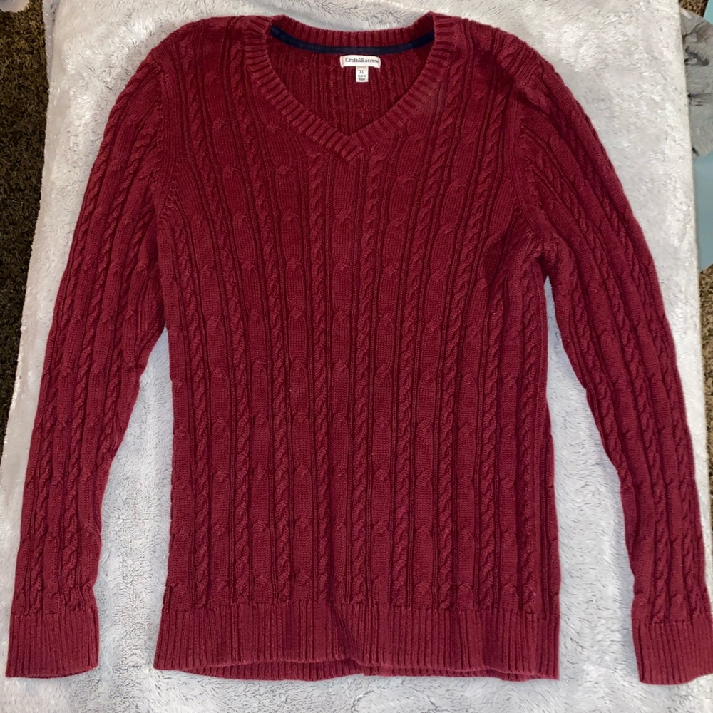 Croft & Barrow Classic V-Neck Cable Knit Sweater